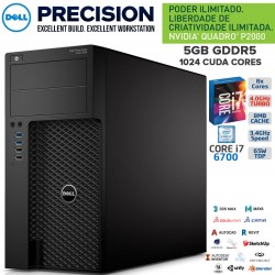 Estação de trabalho ( Workstation) Dell Precision 3620 Intel® Quad Core™ i7-67000|6ª GEN|SSD|NVIDIA® Quadro® P2000 (5GB)Win Pro