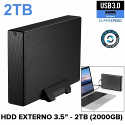 Disco Rígido Externo Portátil|Caixa HDD 3,5” Capacidade 2TB (2000GB)| USB 3.0|Armazenamento adicional |Backups