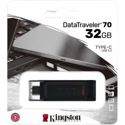Pendrive Kingston Technology DataTraveler 70 32GB USB Type-C 3.2 Gen 1 (3.1 Gen 1) Preto