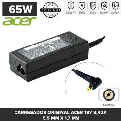 Carregador ACER original 65 watts (Delta) |65W, 19V 3.42A|5.5mm x 1.7mm
