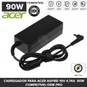 Carregador para ACER ASPIRE, TRAVELMATE, GATEWAY |19V 4.74A 90W|Compatível-OEM PRO