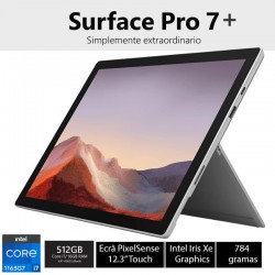 Tablet Microsoft Surface Pro 7+, Touch QHD+, 11ª GEN Intel Core I7-1165G7, 512GB NVME SSD 16GB RAM WinPro